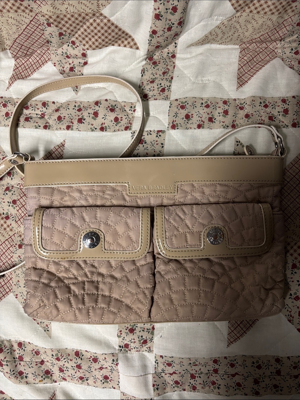 NEW Vera Bradley Beige Quilted Crossbody Bag